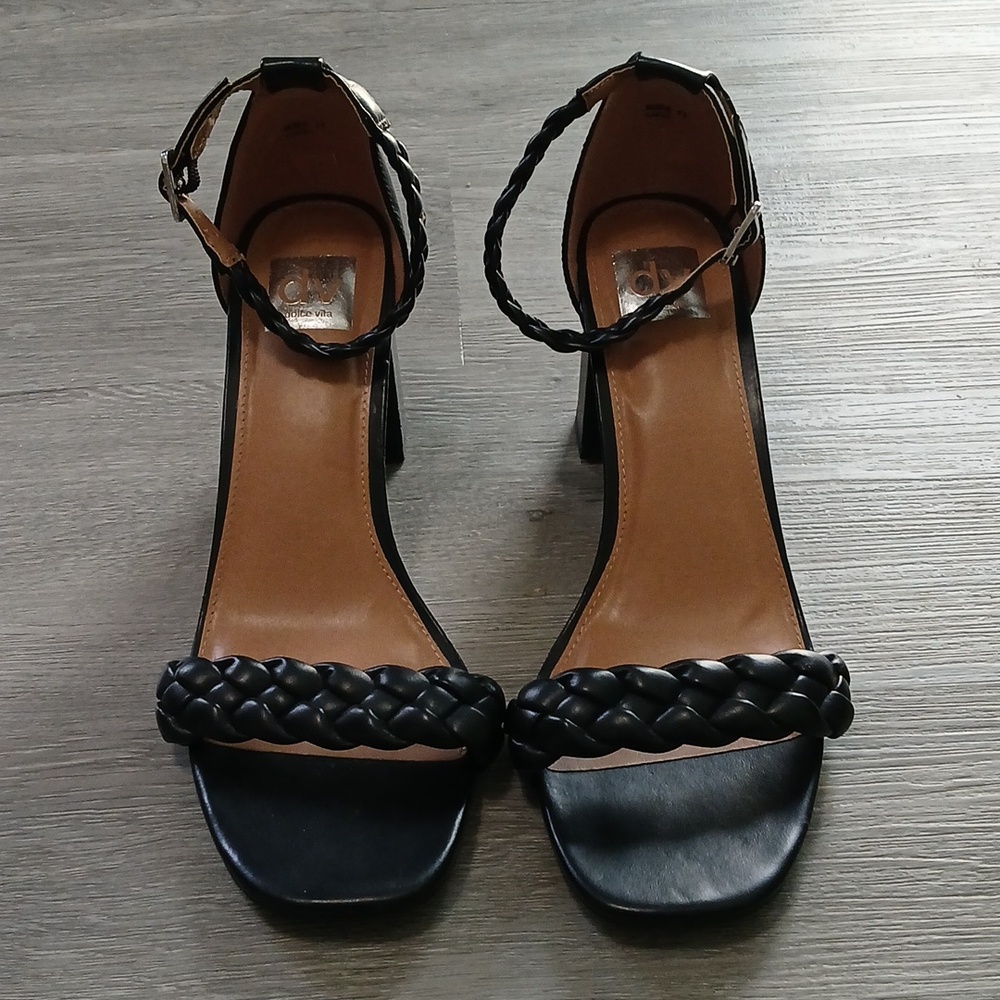 DV by  Dolce Vita Braided Strap Black Block Heel Sandals  Sz 11 NWOT - Picture 2 of 10